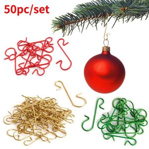 Décorations de Noël 50pcs Ornements Métal S en forme de crochets Porte-arbre Pendentif suspendu pour la maison Navidad Année