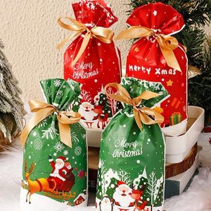 Décorations de Noël 50pcs Sacs de bonbons de Noël du Père Noël Décoration de la maison Flocons de neige Bonhommes de neige Biscuit Joyeux Sac de friandises