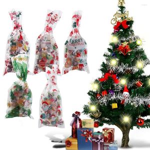 Décorations de Noël 50 PCS Année Flocons De Neige Cadeaux Boîte Père Noël Sacs De Bonbons De Noël Biscuit Merry Treat Bag