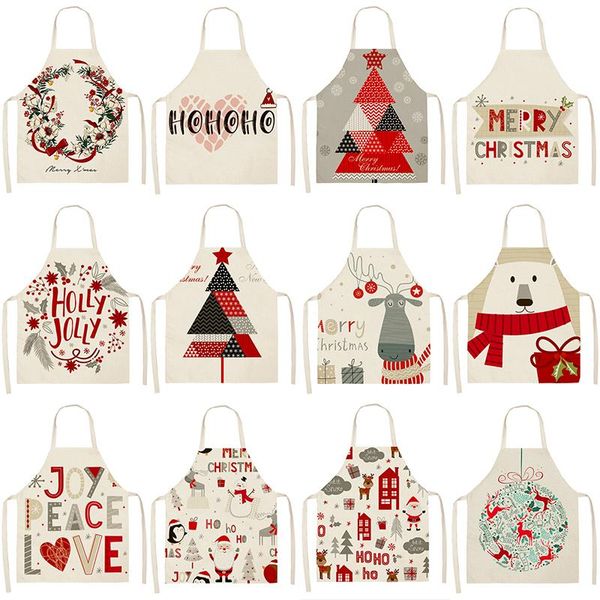 Adornos navideños 53*65cm decoración del año decoración del hogar delantales mujeres cocina delantal algodón Lino adulto babero accesorios para hornear