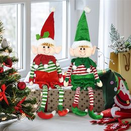 Décorations de Noël 55 cm Christmas longue jambe elfe Doll Ornement Boy fille peluche Elf Doll Toy Pendant pour Noël Tree Home Decor Year Year Gifts 220921