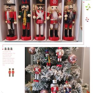 Decoraciones navideñas 56 piezas Merry Kids Cascanueces Soldado Muñeca 12 cm Colgantes de madera Adornos de año para Navidad Árbol de Navidad 220908