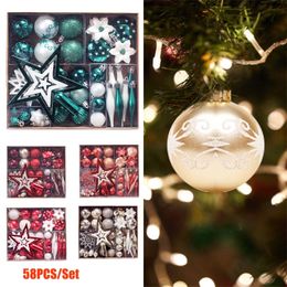 Kerstdecoraties 58 stks bal set geschilderde hanger 12 kleurboom ornamenten ornament jaar 220916