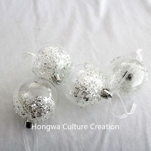 Décorations de Noël 5CM / 6CM / 7CM / 8CM 8PCS Ornement de décoration de mariage Boule transparente Artisanat Cadeau Boules en plastique Effet de paillettes de diamant