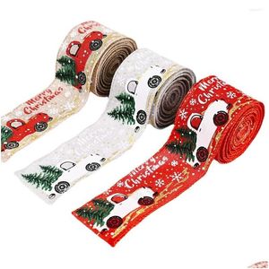 Kerstversiering 5M 5Cm Breed Bedraad Lintxmas Sneeuwvlok Lint Voor Cadeaupapier Diy Ambachten Jaar Drop Levering Dhxdz