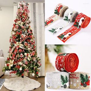 Kerstdecoraties 5m lintauto geprinte jute linten ribbons xmas boom accessoires krans bogen decoratie voor cadeauverpakking