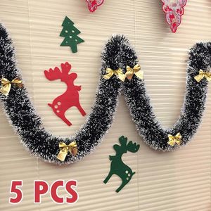 Décorations de Noël 5pcs 2m Chunky Noël Bowknot / Ball Design Garland Tree Ornements Home Party Mur Porte Décoration Ruban Décor En Gros