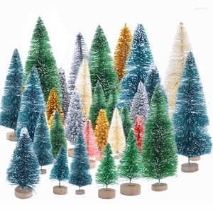 Décorations de Noël 5pcs 5cm-12.5cm Mini arbre Gold Green Petit Pin Sisal placé dans l'année de bureau Ornements de fête de Noël Navidad