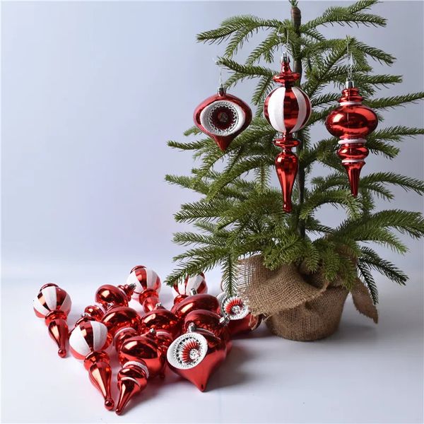 Decoraciones navideñas 5 piezas Decoración del árbol de Navidad Calabaza con forma especial Bola de cebolla Gotero Decoración del hogar Bolas de Navidad Colgante rojo y blanco 231207