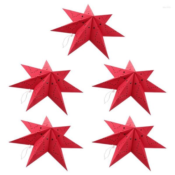 Décorations de Noël 5pcs Creative Paper Star Hanging Abat-jour Lanterne Lampe Couvertures
