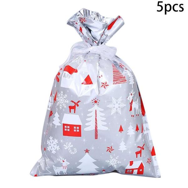 Décorations de Noël 5pcs Sacs cadeaux Favoris Party Candy Sac d'emballage vide Boîte mystérieuse Décoration de l'année 2023