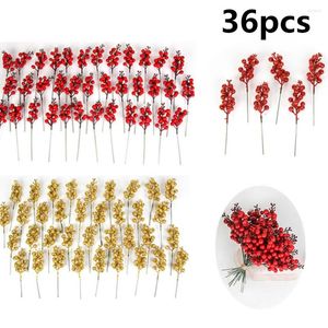 Kerstdecoraties 6/12/20/36 stcs Mini Red kunstbloemen Stammen bessen Redcherry diy bruidstaart geschenkdoos kransen decor