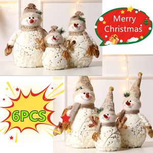 Kerstversiering 6/1PC 60/50/26cm Big Size Kerstpoppen Decoratie Korte Pluche Printe Kerstman Sneeuwpop Pop voor Kerstboomversieringen 230825