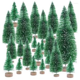 Decorazioni natalizie 6.5cm 12 pezzi Mini albero sisal seta cedro decorazioni per la casa Babbo Natale gelo casa di villaggio 2022 anni forniture Noel Navidad