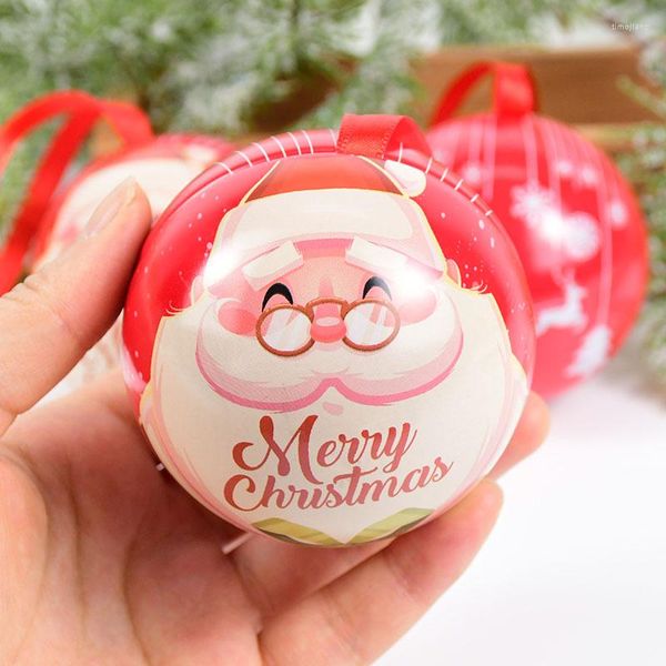 Décorations de Noël 6,8 cm Boule de fer Boîte à bonbons Décoration d'arbre Boules suspendues Ornement Pot de stockage Noël Année 2022 Cadeau pour enfants