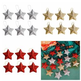 Décorations de Noël 6 pièces de pendentifs pentagonaux argent étoiles scintillantes arbres célébrations mariages fêtes décor à la maison 231121