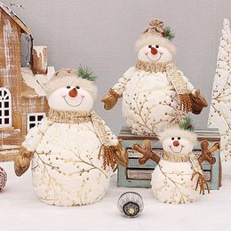 Décorations de Noël 60/50/26 cm grande taille poupées de noël décoration courte peluche impression père noël bonhomme de neige poupée pour ornements d'arbre de noël Figurine 231122