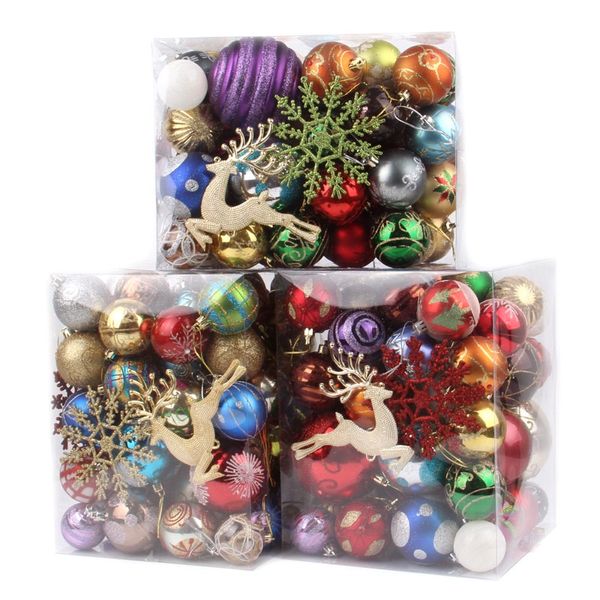 Décorations de Noël 60-70 pièces chaque baril en plastique brillant mat boules de Noël pendentif arbre de Noël