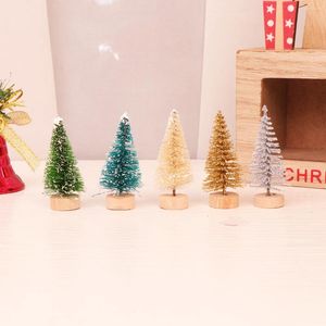 Décorations de Noël 60 pcs Brosse à bouteille Petits arbres de vacances Base en bois de bambou