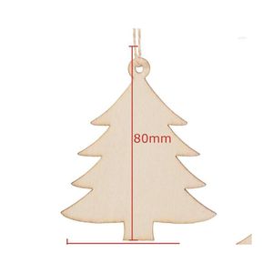 Decoraciones navideñas 60 Piezas Rebanadas de madera de Halloween Etiquetas de regalo Adornos colgantes de madera en blanco Recortes Manualidades con cuerdas de cordel Fo Dr Dhvzl