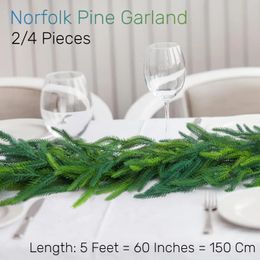 Décorations de Noël 60" 5FT Guirlande de Noël Guirlande de pin Norfolk Artificielle Faux Verdure Couronne Rustique Chemin de Table Vacances Intérieur Manteau Décor 231101