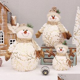 Decoraciones navideñas 605026 cm Muñecas de gran tamaño Decoración Corta Felpa Printe Santa Claus Muñeco de nieve Muñeca para adornos de árboles Estatuilla Dro Dhxaw