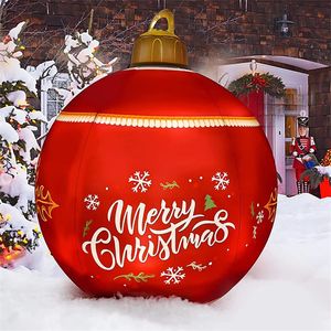 Kerstversieringen 60 cm opblaasbare kerstbal decoratie buiten binnen lichtgevende LED kerstdecoratie gigantische lichtgloed grote ballen ballonspeelgoed 231024