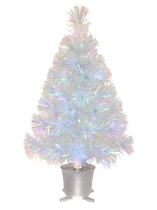 Décorations de Noël 60 cm Mini fibre optique irisée Arbre artificiel de table avec lumières LED Base argentée Table de Noël 231110