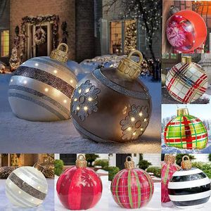 Christmas Decorations 60cm Large Ball Christmas Inflatable Decorated Ball Made PVC Giant Light Glow Large Balls Tree Decorations Outdoor Ball 2023 221123