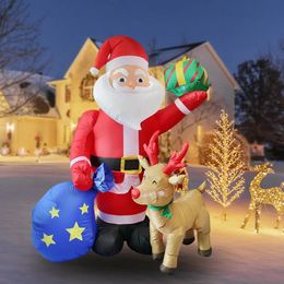 Décorations de Noël 6FT/1.83M gonflable père noël sac cadeau cerf noël extérieur pelouse jardin décoration noël gonflé poupée veilleuse noël 231122