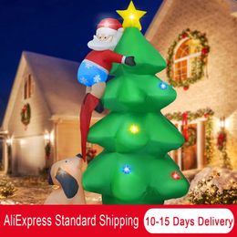 Kerstversiering 6FT opblaasbare kerstdecoratie Opblaasbare kerstboom met kerstman en hond Opblaasbaar kerstdecor met LED 231013