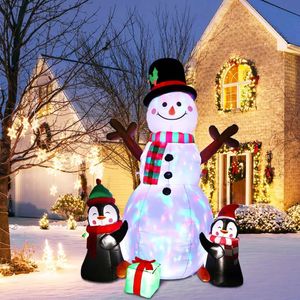 Décorations de Noël Bonhomme de neige gonflable de 6 pieds avec lumières LED rotatives pour décoration intérieure et extérieure 231121