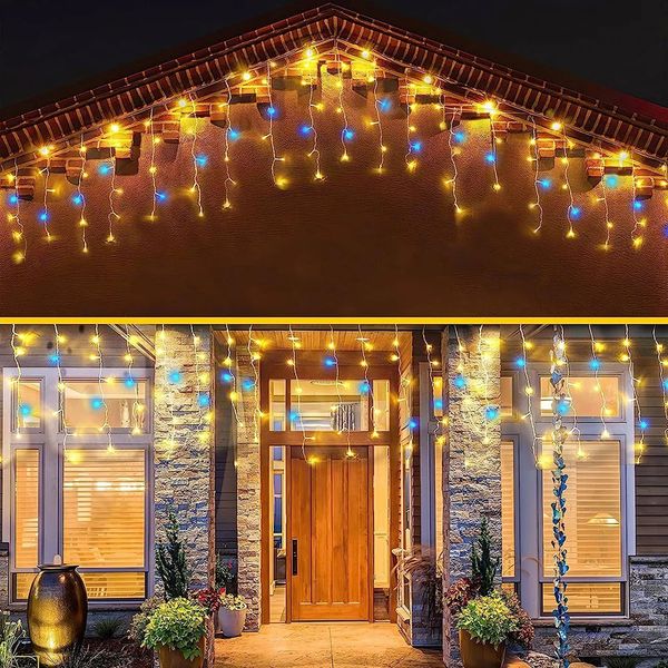 Décorations de Noël 6M 12M LED Icicle String Lights Fairy Light Guirlande extérieure pour la fête de mariage Jardin Patio Décoration 231027