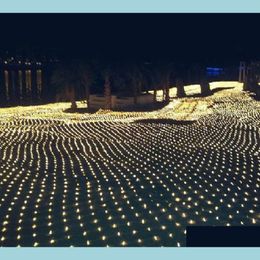 Décorations de Noël 6Mx4M 678LEDS Grand Net Lights LED Rideau de Noël Lumière Flash Lampes Festival Drop Livraison 2022 Home Garden Dhdae