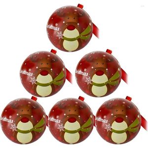 Décorations de Noël 6pcs pots de bonbons boîte en fer blanc ornements d'arbre cadeau de fête emballage de lanière de stockage