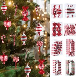 Décorations de Noël 6pcs ornements d'arbre de Noël grandes béquilles de canne à sucre suspendus pendentifs cadeaux de fête à la maison année enfants cadeau Navidad 231025