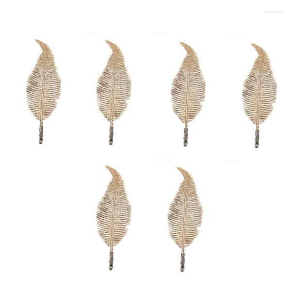 Décorations de Noël 6pcs Glitter Plume Clip Tree Feuille Pinces Feuilles Ornement Holiday Dressing Arrangements floraux Couronnes Decoratio