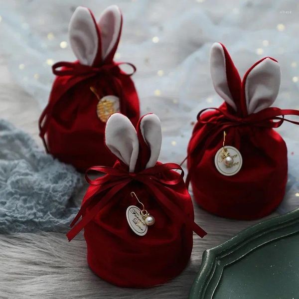 Decoraciones navideñas 6pcs de fiesta feliz de terciopelo bolsas de regalo de dulces