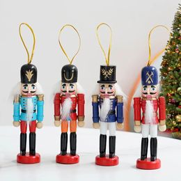 Decoraciones navideñas 6 piezas Cascanueces de madera soldado muñeca mini figuras artesanías vintage marionetas regalo creativo adornos navideños decoraciones para el hogar 231110