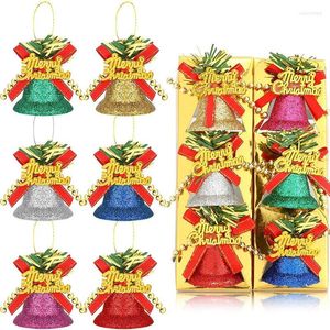 Décorations de noël 6 pièces/ensemble suspendu cloche décoration coloré poudre plastique cloches arbre accessoires pendentifs maison