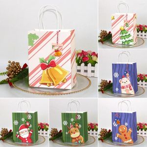 Décorations de noël 6 pièces/ensemble, sacs cadeaux joyeux en papier Kraft pour enfants, collation d'anniversaire vêtements, boîte cadeau, emballage sac de noël