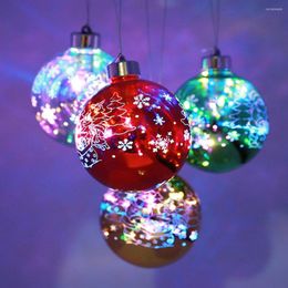 Adornos navideños 6 uds bola inastillable con luces LED que funciona con pilas brillo brillante colgante luminoso decoración de árbol de Navidad
