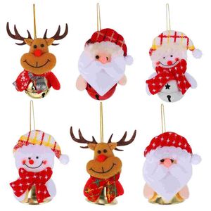 Decoraciones navideñas 6 piezas Muñeco de nieve Campana Decoración Bolsa de Navidad Anillo colgante Festival Escena