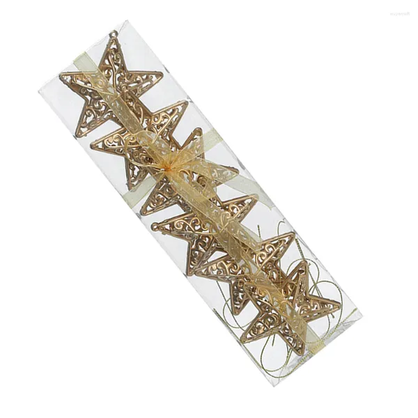 Adornos navideños 6 piezas tema colgante estrella dorada decoración creativa suministros para fiestas