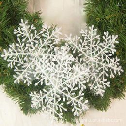 Kerstdecoraties 6 stks boomdecoratie sneeuwvlokken 6 cm wit plastic kunstmatige sneeuwdecor Home Jaar feest