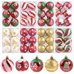 Décorations de Noël 6pcsbox 6cm Ornements de balle de Noël arbre de Noël suspendu décorations de Noël pour la maison 2023 NAVIDAD NATAL ANNÉE Gift 221123