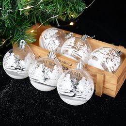 Décorations de Noël 6pcsset en plastique peint à la main boule arbre pendentif Navidad joyeux cadeau 221123