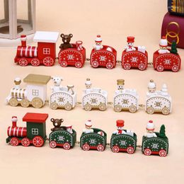 Décorations de noël 6style ornements de train en bois joyeux pour la maison table noel navidad noël enfants cadeau jouet année 2022