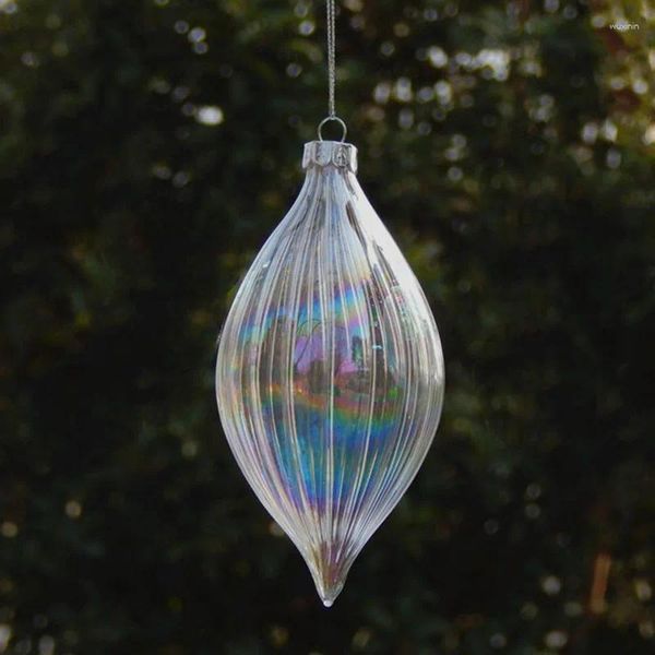 Décorations de Noël 7 13cm Perle Luster rayé Cone en forme de verre en verre Pendant la maison DÉCORISATION DU MAISON ORNAMIN