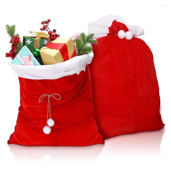 Decoraciones navideñas 70 50 cm Sacos Terciopelo rojo Bolsas de Papá Noel con cordón Gran regalo de Navidad Almacenamiento Suministros para fiestas navideñas